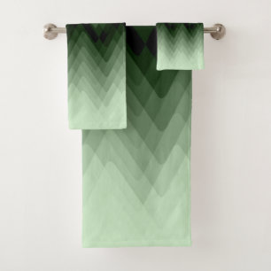 Conjunto De Toalhas Verde escuro e ziguezague da menta. travesseiro de