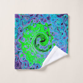 Conjunto De Toalhas Verde Lima Groovy Abstrato Retro Líquido Redemoinh