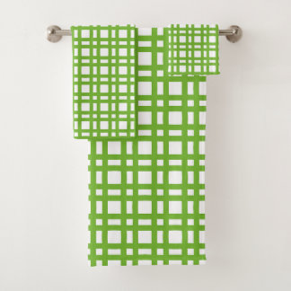 Conjunto De Toalhas Verde limão e grade branca