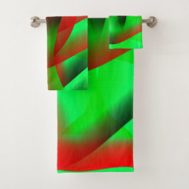 Conjunto De Toalhas Verde limão e ondas vermelhas claras, com sombra?