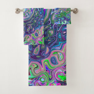 Conjunto De Toalhas Verde limão marmoreado e Abstrato roxo