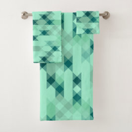 Conjunto De Toalhas verde menta geométrico