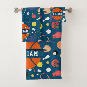 Conjunto De Toalhas Verde moderno campeão desportivo personalizado Kid