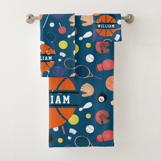 Conjunto De Toalhas Verde moderno campeão desportivo personalizado Kid (Insitu)