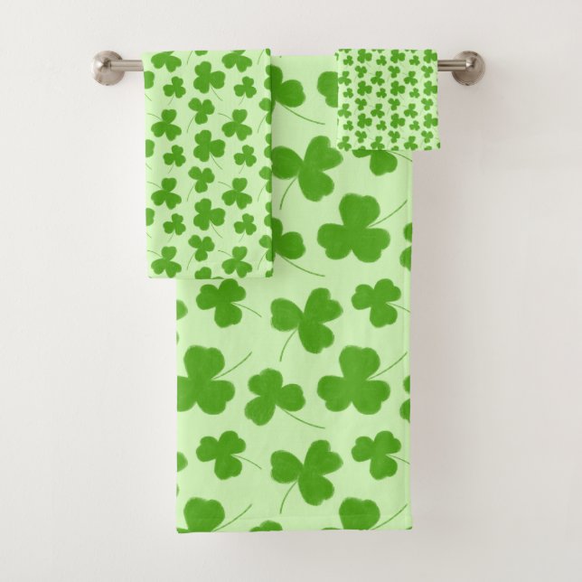 Conjunto De Toalhas Verde-padrão de Shamrock bonito (Insitu)