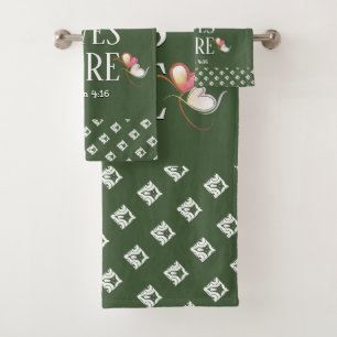 Conjunto De Toalhas Verde   VIVAS AMIGAS AQUI   Na moda personalizável