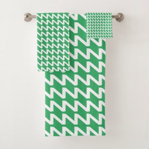 Conjunto De Toalhas Verdes do Mar e Ondas Negras Modernas Brancas