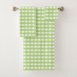 Conjunto De Toalhas Verificação de Gingham Branco e Verde da Apple