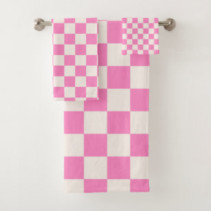Conjunto De Toalhas Verificação rosa, padrão da placa de xadrez, ve