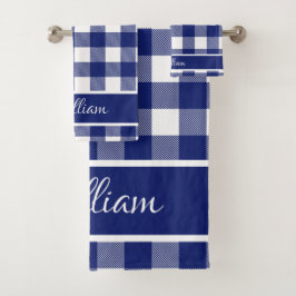 Conjunto De Toalhas Verificações de Buffalo Branco Real Moderno