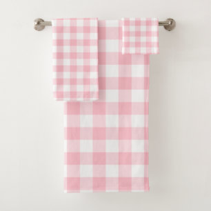 Conjunto De Toalhas Verificações de Gingham de grandes dimensões, rosa