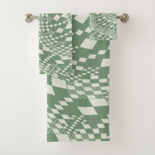 Conjunto De Toalhas Verificações distorcidas em verde