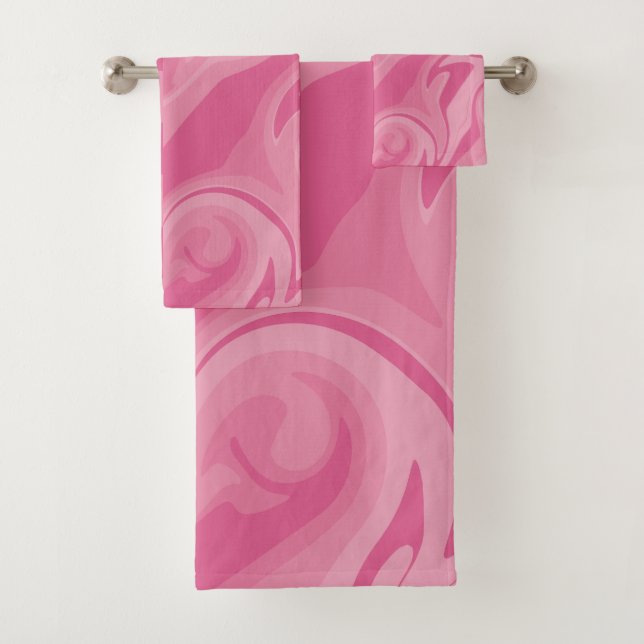 Conjunto De Toalhas Verificações e espirais - Rosa (Insitu)