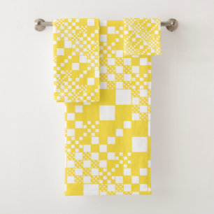 Conjunto De Toalhas Verificado, Controlos em amarelo-limão e branco