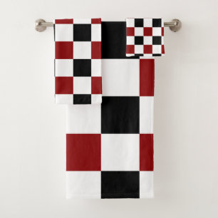 Conjunto De Toalhas Verificador Preto Vermelho Branco