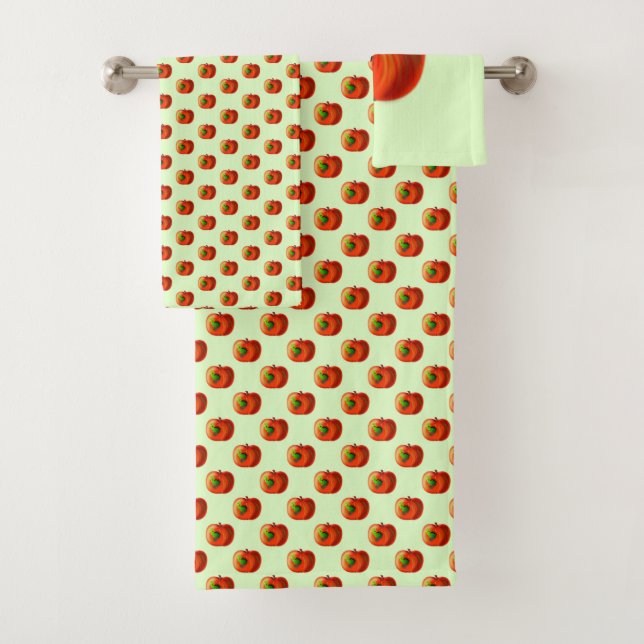 Conjunto De Toalhas Verme Feliz Na Maçã Vermelha - Engraçado - Escolha (Insitu)