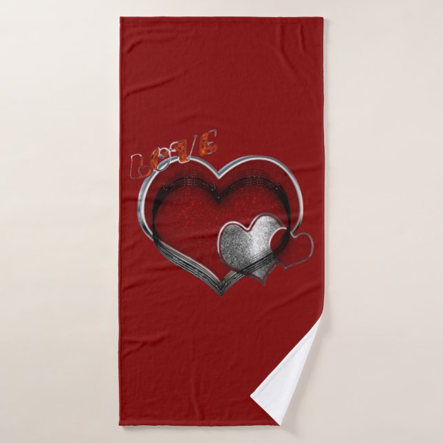 Conjunto de Toalhas Vermelhas do Coração (Toalha de Banho)