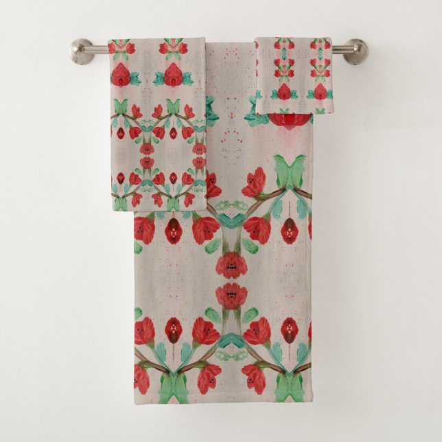 Conjunto De Toalhas Vermelhas E De Tarpe (Insitu)