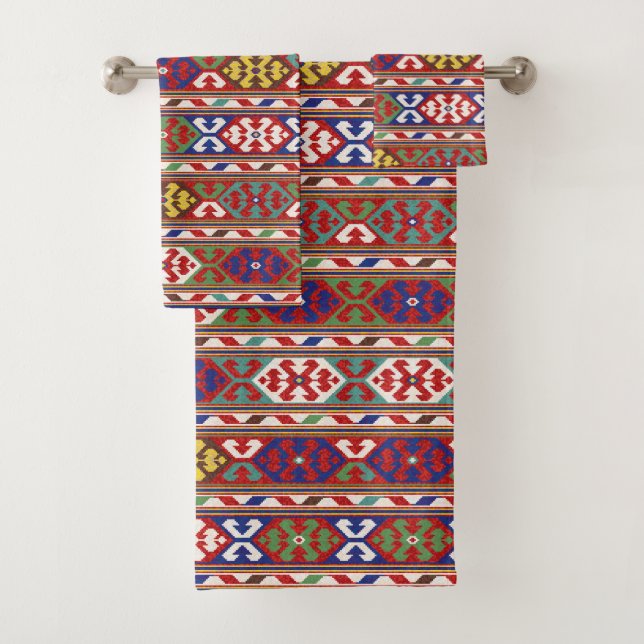 Conjunto De Toalhas Vermelho Azul Verde Amarelo Branco Quilim Vermelho (Insitu)