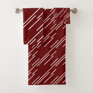 Conjunto De Toalhas Vermelho Borgonha Elegante - Stripes Brancas