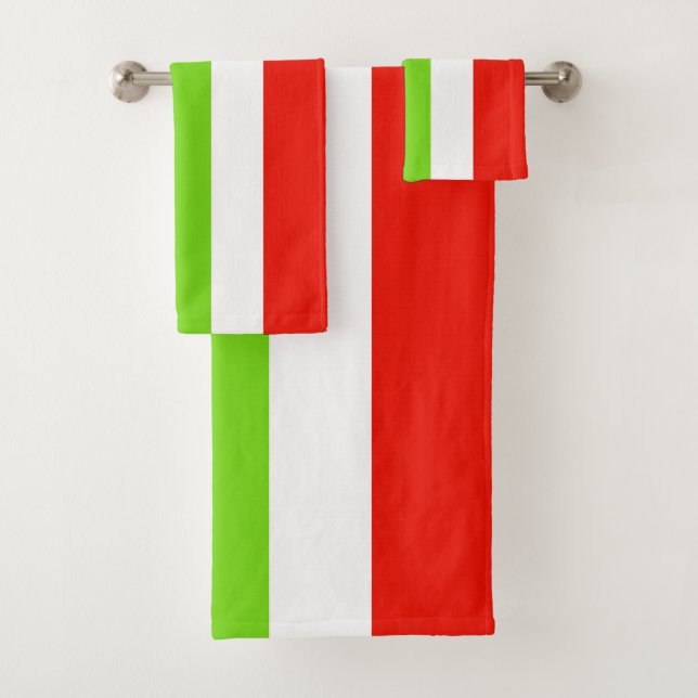 Conjunto De Toalhas Vermelho Branco Verde (Insitu)