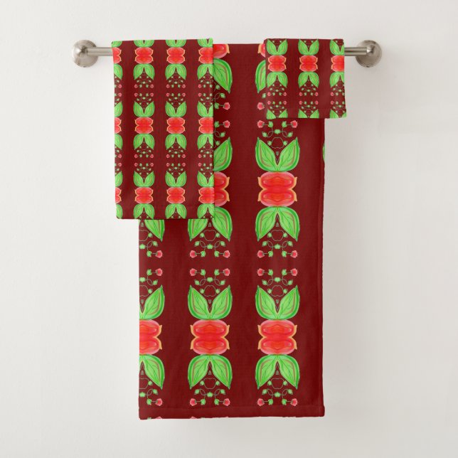 Conjunto De Toalhas Vermelho Brilhante e Borgonha (Insitu)