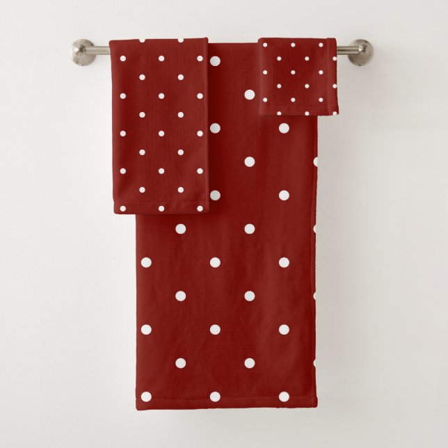 Conjunto De Toalhas Vermelho-celeiro com pontos brancos 2 (Insitu)