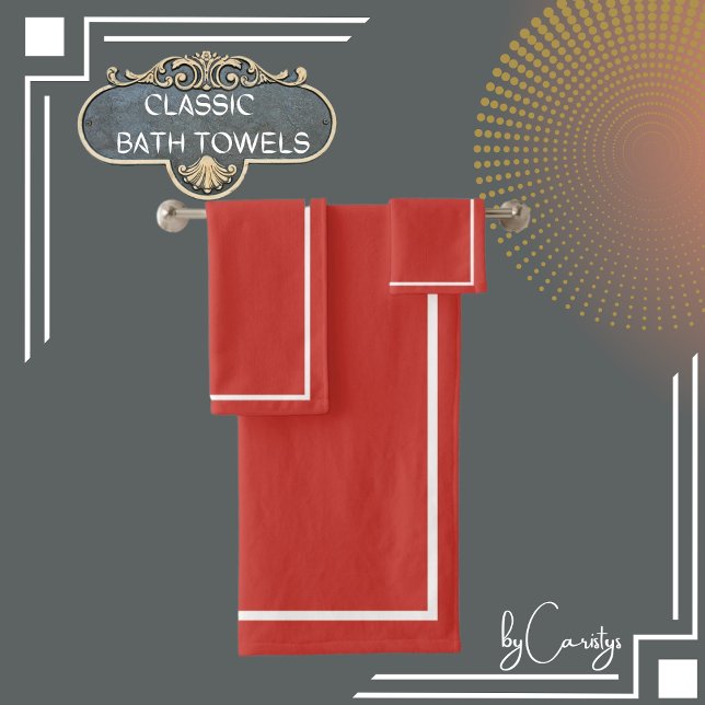 Conjunto De Toalhas Vermelho com Borda Branca (Criador carregado)