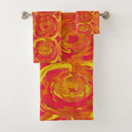 Conjunto De Toalhas Vermelho e Amarelo