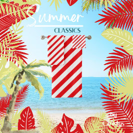 Conjunto De Toalhas Vermelho e Branco listrados