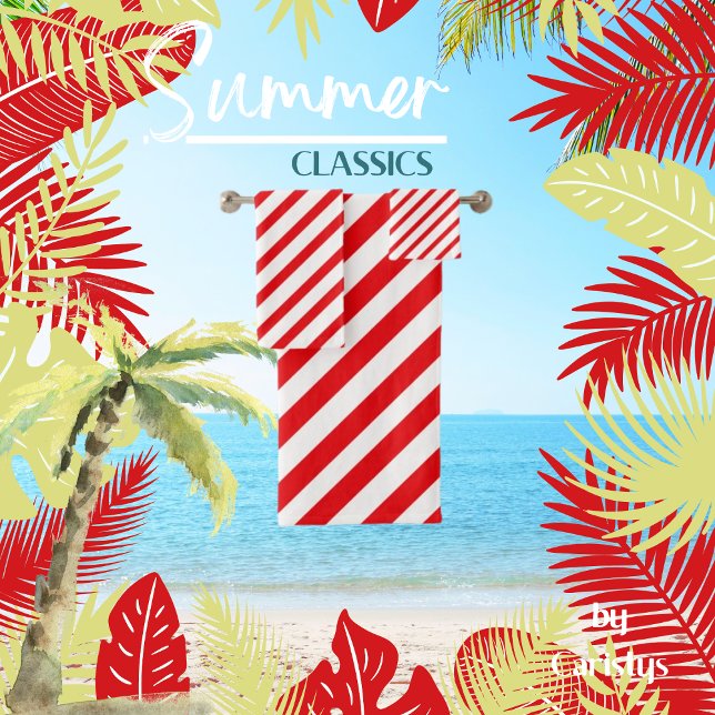 Conjunto De Toalhas Vermelho e Branco listrados (Criador carregado)