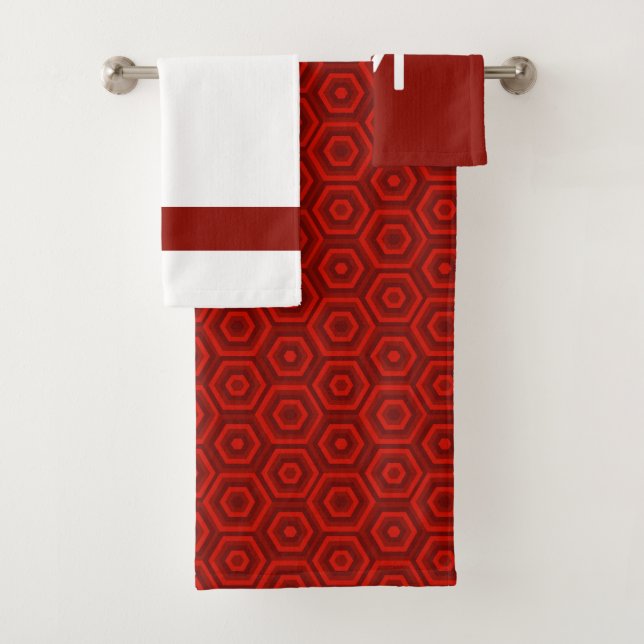 Conjunto De Toalhas Vermelho e branco negros com monograma opcional (Insitu)