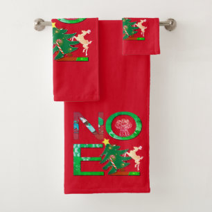 Conjunto De Toalhas Vermelho Natal "Noel"