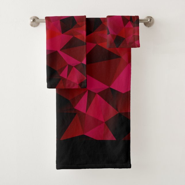 Conjunto De Toalhas Vermelho negro, poligonal (Insitu)