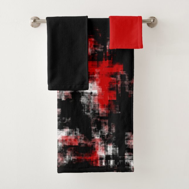 Conjunto De Toalhas Vermelho preto e branco (Insitu)