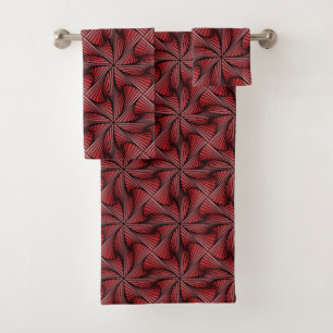 Conjunto De Toalhas Vermelho Torção Espiral 3D Geométrico