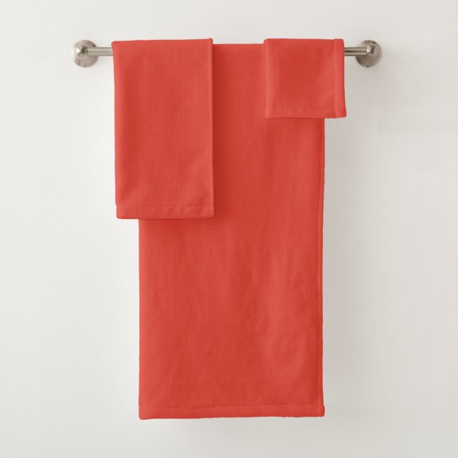 Conjunto De Toalhas Vermelho Vermilion Outono Estação Cor Sólida (Insitu)