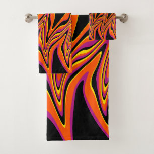 Conjunto De Toalhas Vermelhos em preto, rosa, laranja e amarelo