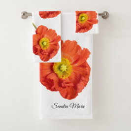 Conjunto De Toalhas Vermelhos Laranja Modernos Poppies Poppy Flor
