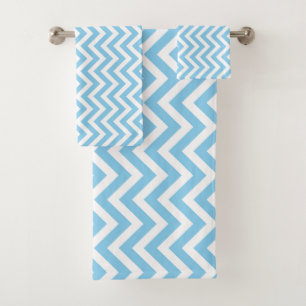 Conjunto De Toalhas Vert médio branco e azul bebê. Grelhas de Cevron