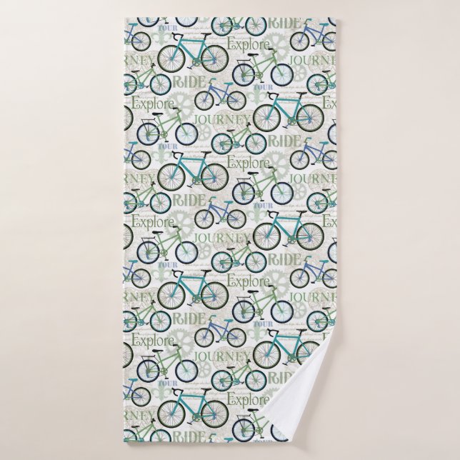 Conjunto De Toalhas Viagem de Bicicleta Azul e Branco (Toalha de Banho)