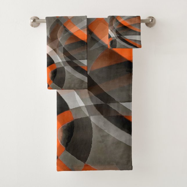 Conjunto De Toalhas Vibrações dos Anos Oitenta Laranja Queimado e Cama (Insitu)