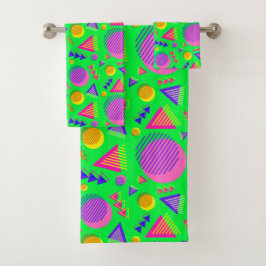 Conjunto De Toalhas Vibrações Neon Retro