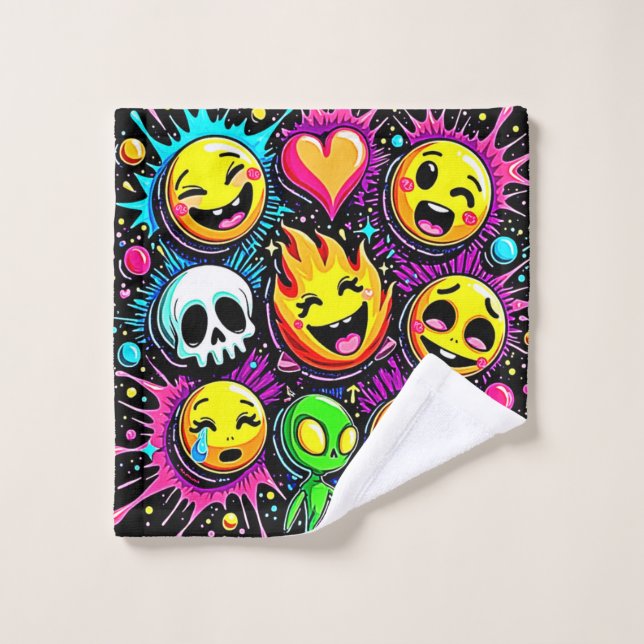 Conjunto De Toalhas Vibrant Emoji Pop Art (Pano de lavar)