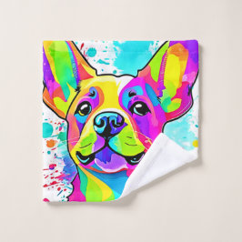 Conjunto De Toalhas Vibrant Frenchie Bulldog Puppy Art