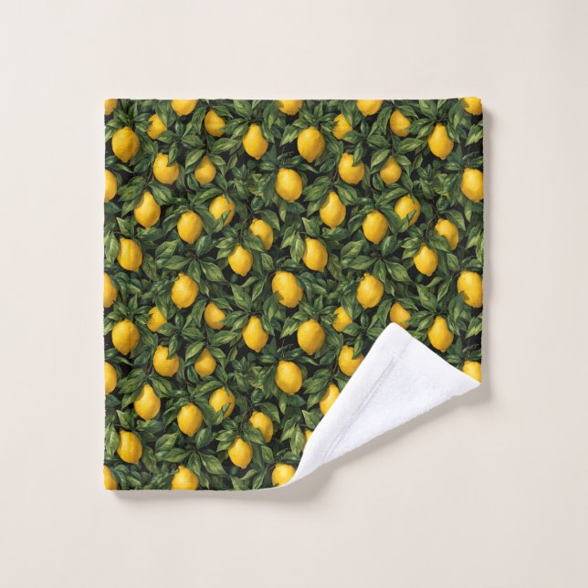 Conjunto De Toalhas Vibrant Lemon Citrus Tree Pattern (Pano de lavar)