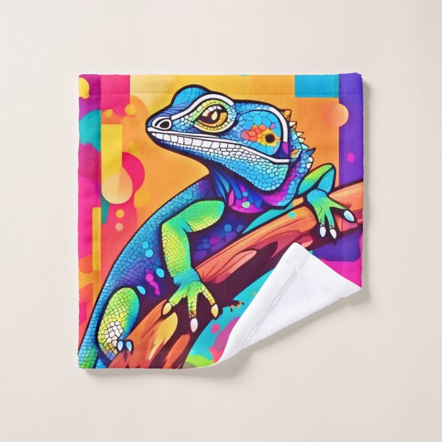 Conjunto De Toalhas Vibrant Lizard Trabalho de arte (Pano de lavar)