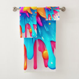Conjunto De Toalhas Vibrant Neon Paint Splash Art