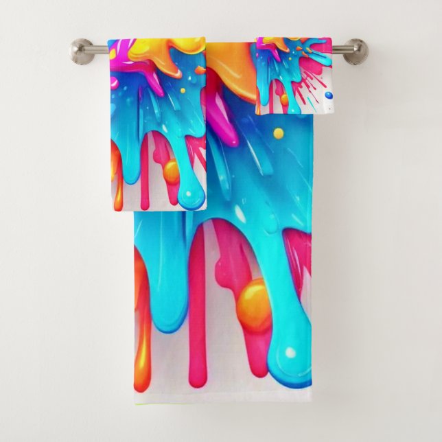 Conjunto De Toalhas Vibrant Neon Paint Splash Art (Insitu)