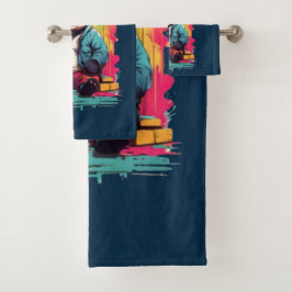 Conjunto De Toalhas Vibrant Panda Charm | Arte de Ilustração Única